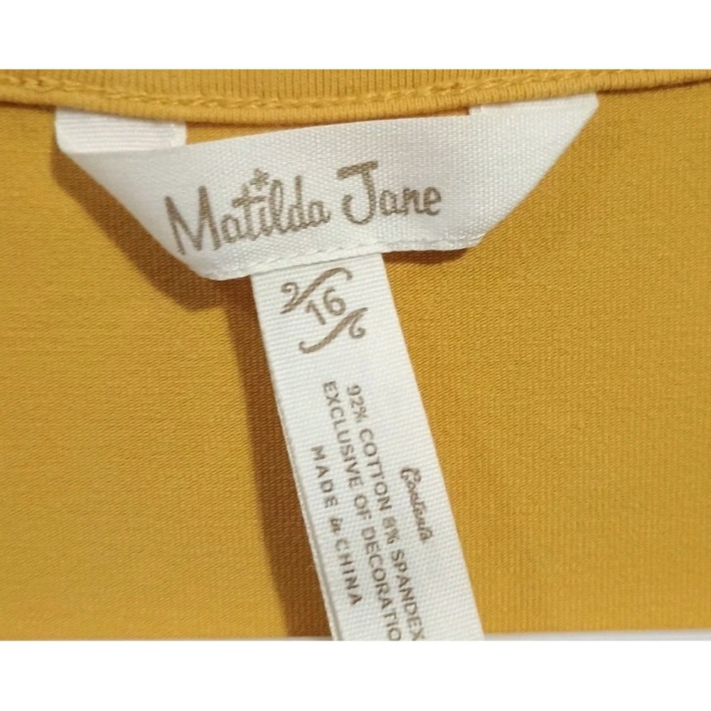 Matilda Jane Girl's Marigold Yellow White Polka Dot Dress Sz 16 Ruffle Boho - Picture 3 of 7